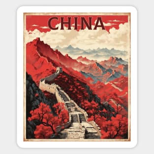 The Great Wall of China Vintage Poster Tourism Sticker